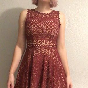 Red lace mini dress